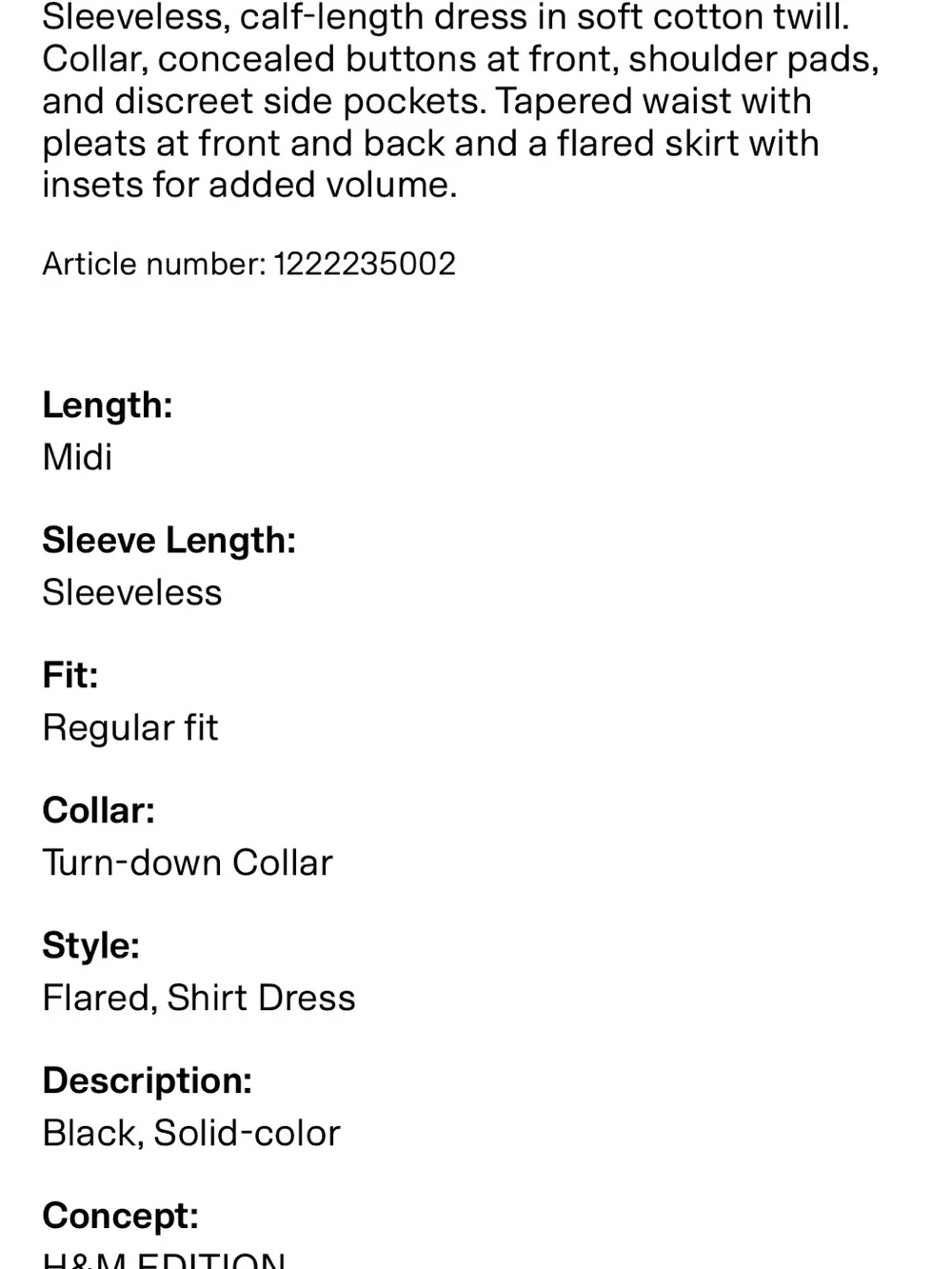 H&M Black Poplin Cotton Maxi Shirt Dress with Structured Shoulders - Picture 6 of 10